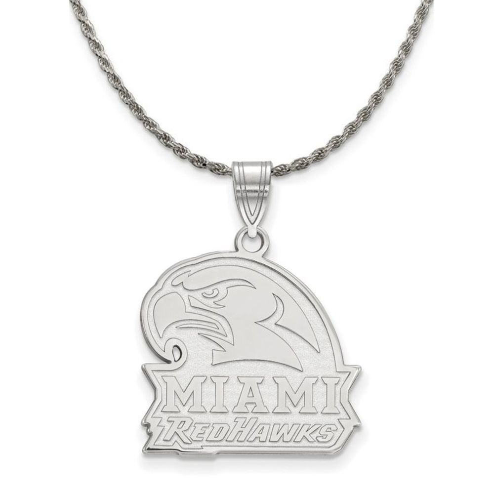 Sterling Silver Miami U Large Pendant Necklace - 22 Inch